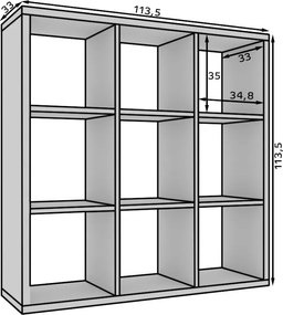 Bibliotecă, 114x113.5 cm, Cleo VI, ADRK Furniture (Culoare: Alb)