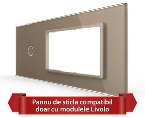 Panou Intrerupator Simplu cu 2 Prize LIVOLO din Sticla, Standard Italian – 6/7M