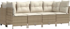 vidaXL Set canapele de grădină cu perne, 5 piese, bej, poliratan