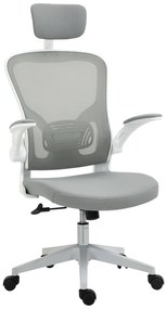 Scaun de birou ergonomic Vinsetto cu funcție de balans spătar înalt suport lombar suport pentru cap brațe pliabile acasă-birou Gri 65 x 64 x 114-122 cm | Aosom Romania