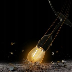 Ghirlandă LED decorativă pentru exterior, 30x socluri E27, 1 W per bec, 230 V, 16,44 m, IP44, negru