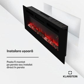 Klarstein Șemineu electric inteligent Galeras Smart, 2 setări de temperatură, 16 - 30°| Iluzia flăcării LED, Opțiune de conectare IOT