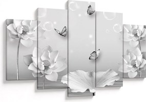 Tablou - Design flori și fluturi (150x105 cm)