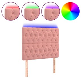 3122801 vidaXL Tăblie de pat cu LED, roz, 90x7x118/128 cm, catifea