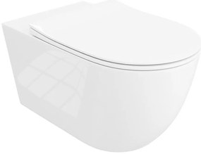 Set vas WC suspendat Rune  Ivaldi Rimless alb si capac slim softclose