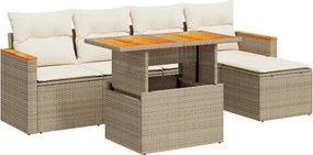 vidaXL Set canapele grădină cu perne 6 piese bej poliratan/lemn acacia