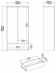 Șifonier alb 99x201 cm Naia - Tvilum