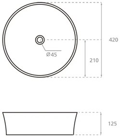 Bathco 4087 - Lavoar pentru montare pe blat VOLTA, Ø 42 cm, porțelan, alb