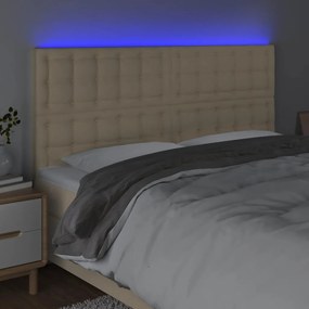 Tablie de pat cu LED, crem, 160x5x118 128 cm, textil 1, Crem, 160 x 5 x 118 128 cm
