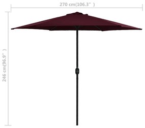 Umbrela de soare cu stalp aluminiu, rosu inchis, 270 x 246 cm Rosu bordo