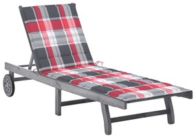 vidaXL Șezlong de grădină cu pernă, gri, lemn masiv de acacia