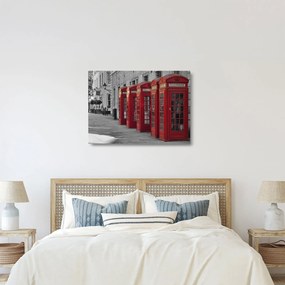 Tablou pe sticlă - Cutii telefonice din Londra (70x50 cm)