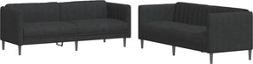 vidaXL Set de canapele, 2 piese, negru, material textil