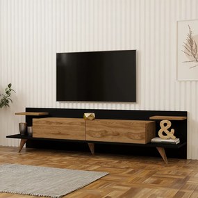 Comoda TV Astriva, culoare stejar cu antracit, 180 x 36.8 x 45 cm