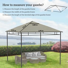 Outsunny Pânză de schimb pentru pavilion tonelă cort acoperiş de înlocuire gazebo de grădină poliester 180 g/m² 3 x 3 m gri | Aosom Romania