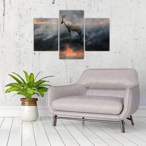 Tablou cu capră de munte în foc (90x60 cm)