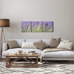 Tablou - Lavandă în câmp (cu ceas) (90x30 cm)
