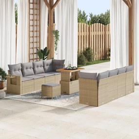 vidaXL Set de canapele pentru grădină 11 pcs Bej Rattan poli