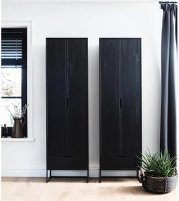 Dulap negru din lemn de frasin si metal 210 cm Silas
