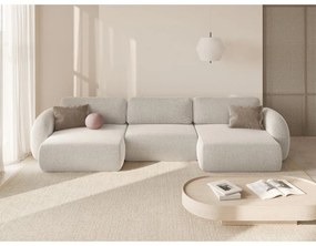 Colțar crem extensibil/cu spațiu de depozitare cu tapițerie din chenille (în formă de "U") Tonale – Cosmopolitan Design