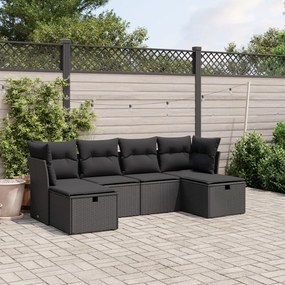 3263231 vidaXL Set mobilier de grădină cu perne, 6 piese, negru, poliratan