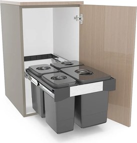 Cos gunoi incorporabil Ecomax Free Jazz 45, colectare selectiva, gri orion, 1 x 20 l + 3 x 7 l L:406 mm; A:469 mm; H:545 mm, Polipropilena, Gri orion,