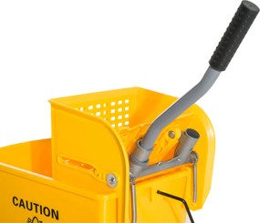 HOMCOM Cărucior Găleată cu Separator de Apă și Storcător Detașabil din PP, 63x27x67 cm, Galben | Aosom Romania