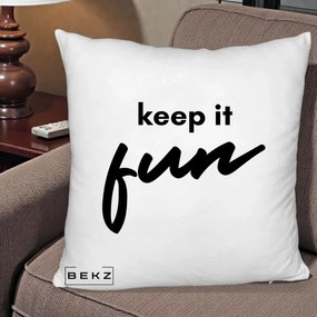 Perna Decorativa Keep It Fun, 40x40 cm, Alb Pufos, Husa Detasabila, Perna Inclusa, BEKZ®