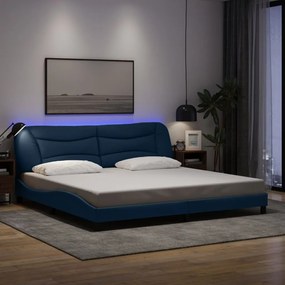 vidaXL Cadru de pat cu LED fără saltea Albastru 200x200 cm Material