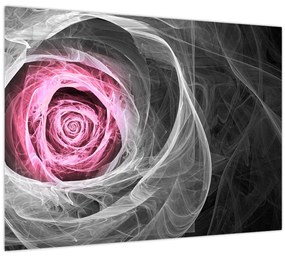Tablou pe sticlă - Trandafir abstract, fucsia (70x50 cm)