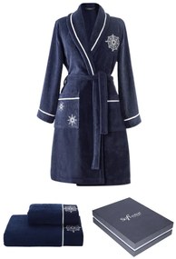 Halat pentru femei MARINE LADY + prosop + prosop de corp + cutie cadou L Albastru închis / Navy