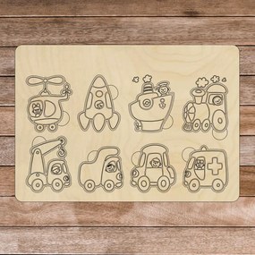 Insert Montessori din lemn - Vehicule | SENTOP