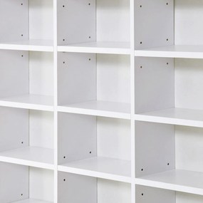 HOMCOM Bibliotecă CD de perete cu 24 de rafturi reglabile, 130,5x89x20 cm, alb | Aosom Romania