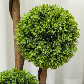 HOMCOM Set 2 Plante Artificiale de Buxus cu 3 Sfere, cu Ghiveci și Fund Întărit, Înălțime 90 cm, pentru Interior și Exterior | Aosom Romania