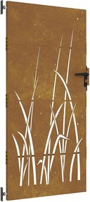 vidaXL Poartă de grădină 85x175 cm, oțel corten, design cu iarbă