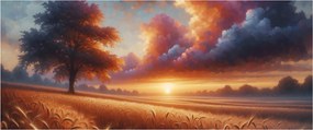 Tablou – Apus de soare pe câmp (120x50 cm)