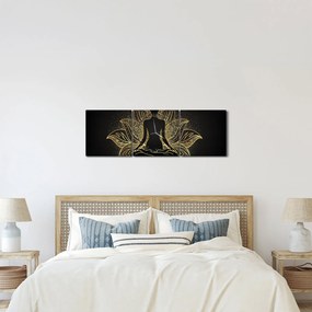 Tablou - Silueta într-o floare de lotus (cu ceas) (90x30 cm)