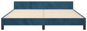Cadru de pat cu tablie, albastru inchis, 180x200 cm, catifea Albastru inchis, 180 x 200 cm, Design cu nasturi