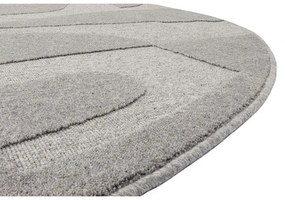 Covor gri rotund din lână ø 133 cm Morphic Botanica – Agnella