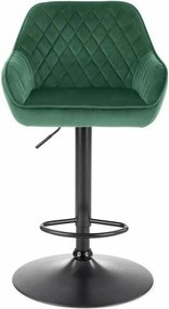 Scaun bar H103, verde inchis/negru, stofa catifelata/otel, 55x55x92/11