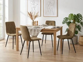 Scaun de catifea maro LIBRA OLIVE BROWN cu picioare negre