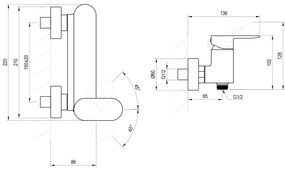 Ravak X070452 - Baterie de duș CHROME, crom lucios
