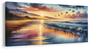 Tablou plajă liniștită la apus