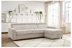 Colțar crem extensibil cu tapițerie din catifea reiată (cu colț variabil) Monaco – Bobochic Paris