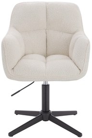 HR550CROSS Scaun Crem Boucle cu Bază Neagră