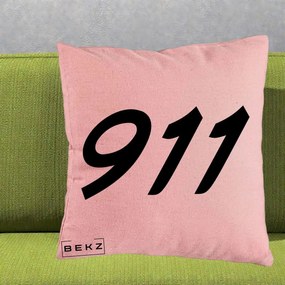 Perna Personalizata 911 Bold, 40x40 cm, Roz, Husa Detasabila, Perna Inclusa, BEKZ®