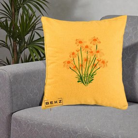 Perna Decorativa Margarete Camp, 40x40 cm, Galben, Husa Detasabila, Perna Inclusa, BEKZ®