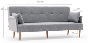 Canapea extensibilă cu 3 locuri Navan Sofa Bed-Grey Gri