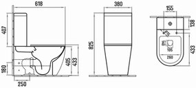 Set vas wc stativ rimless Foglia Oslo cu rezervor si capac soft close inclus, alb lucios