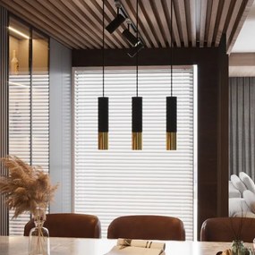 Lustră pe cablu LOOPEZ 1xGU10/40W/230V neagră/aurie Sollux SL.0952